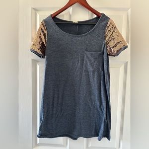 Navy Sequin Sleeve Top Maternity